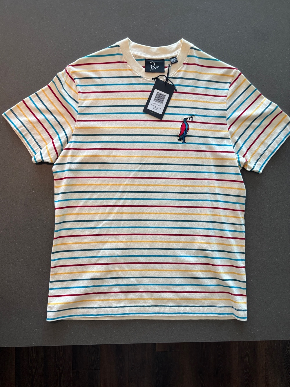 Parra (new) - Striped Sleeve Tee + Chest Embroidery